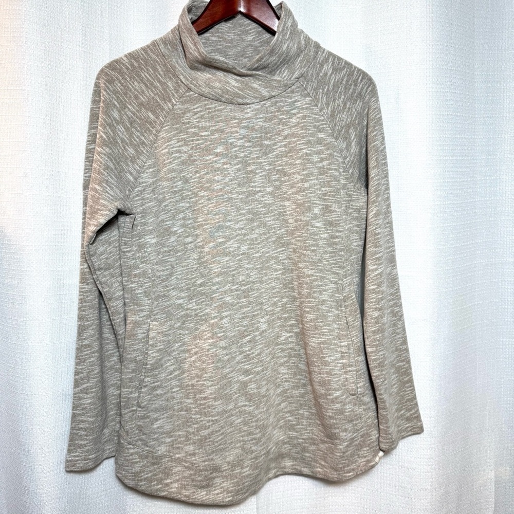 Prana Tan Cowl Neck Pullover Sweatshirt Cozy Athleisure Women’s L